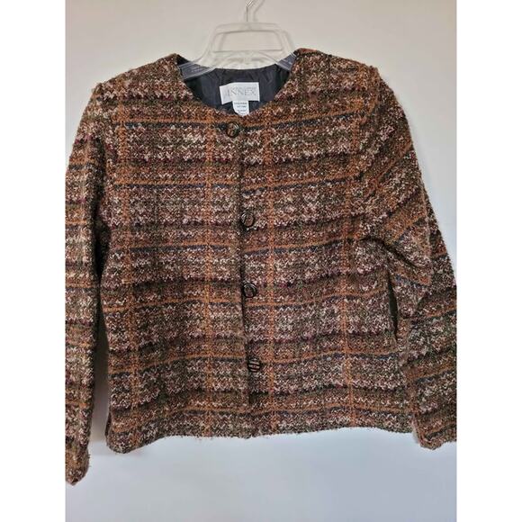 Casual Corner Annex Brown Multi Tweed Jacket Button Front Medium Vintage - Picture 2 of 7